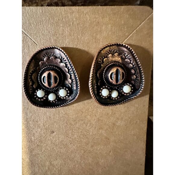Boho Hippie Cowboy Hat Earrings Western Post Copper Earrings Stud, Gift Box - Picture 4 of 5